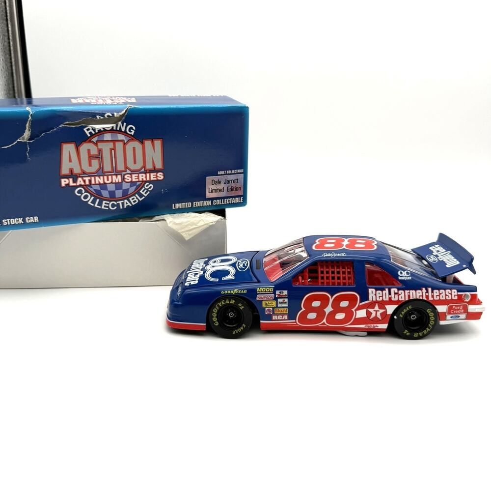 Action 1:24 Dale Jarrett 88 Quality Care 1996 Ford Thunderbird Diecast- Box Wear
